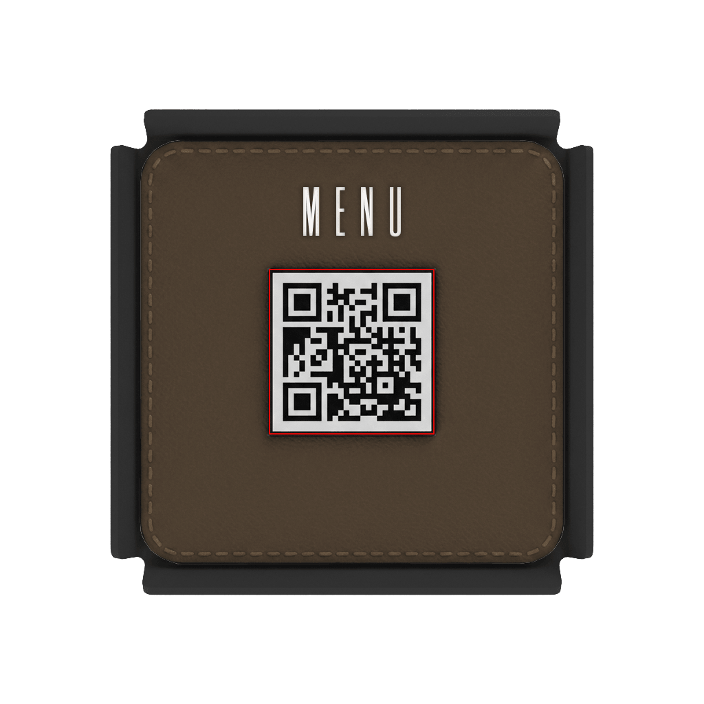 MET-VQR — Metal Porta QR Code VQR – Vassoio — Marrone — Nero